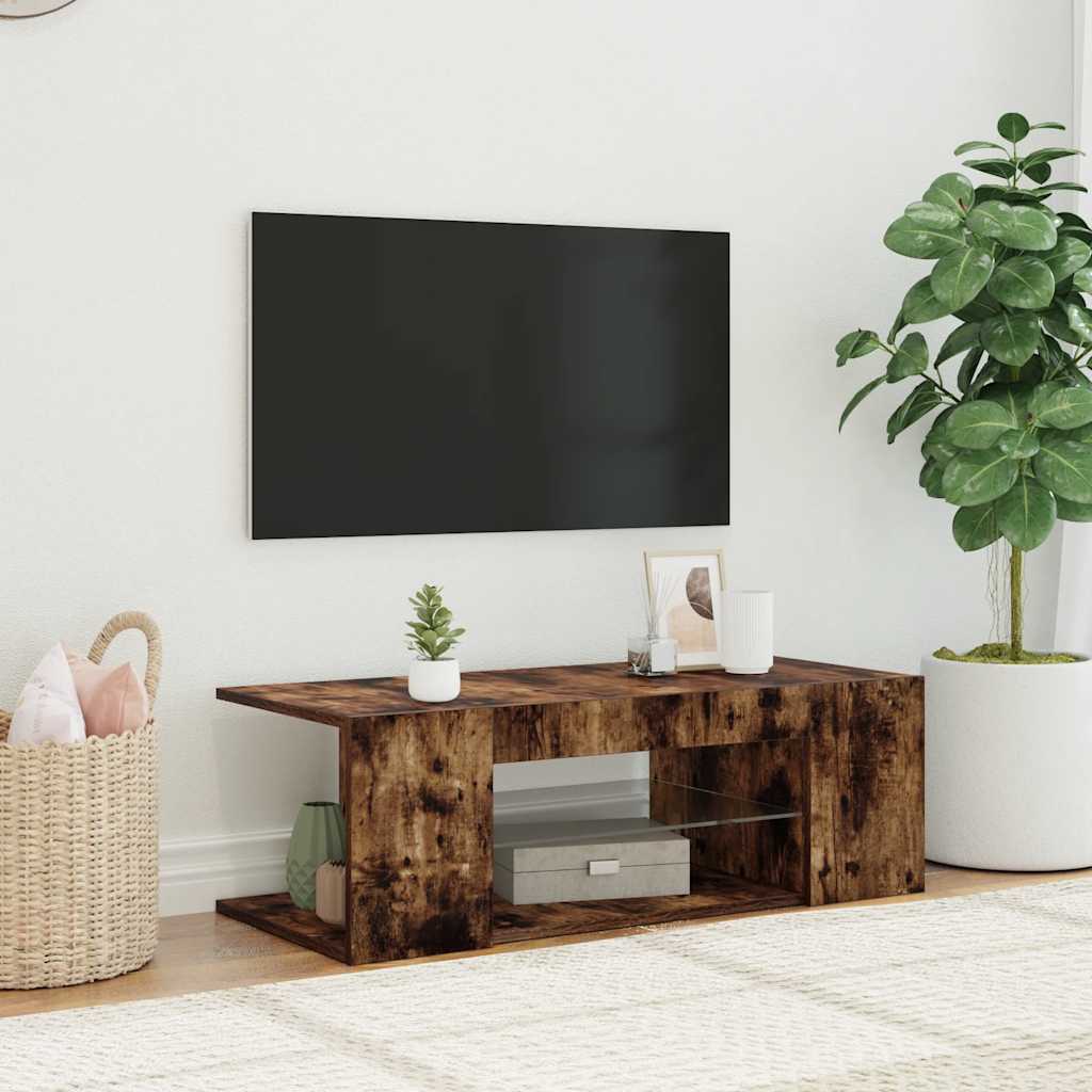 Telerialus LED-tuledega, suitsutatud tamm, 90 x 39 x 30 cm