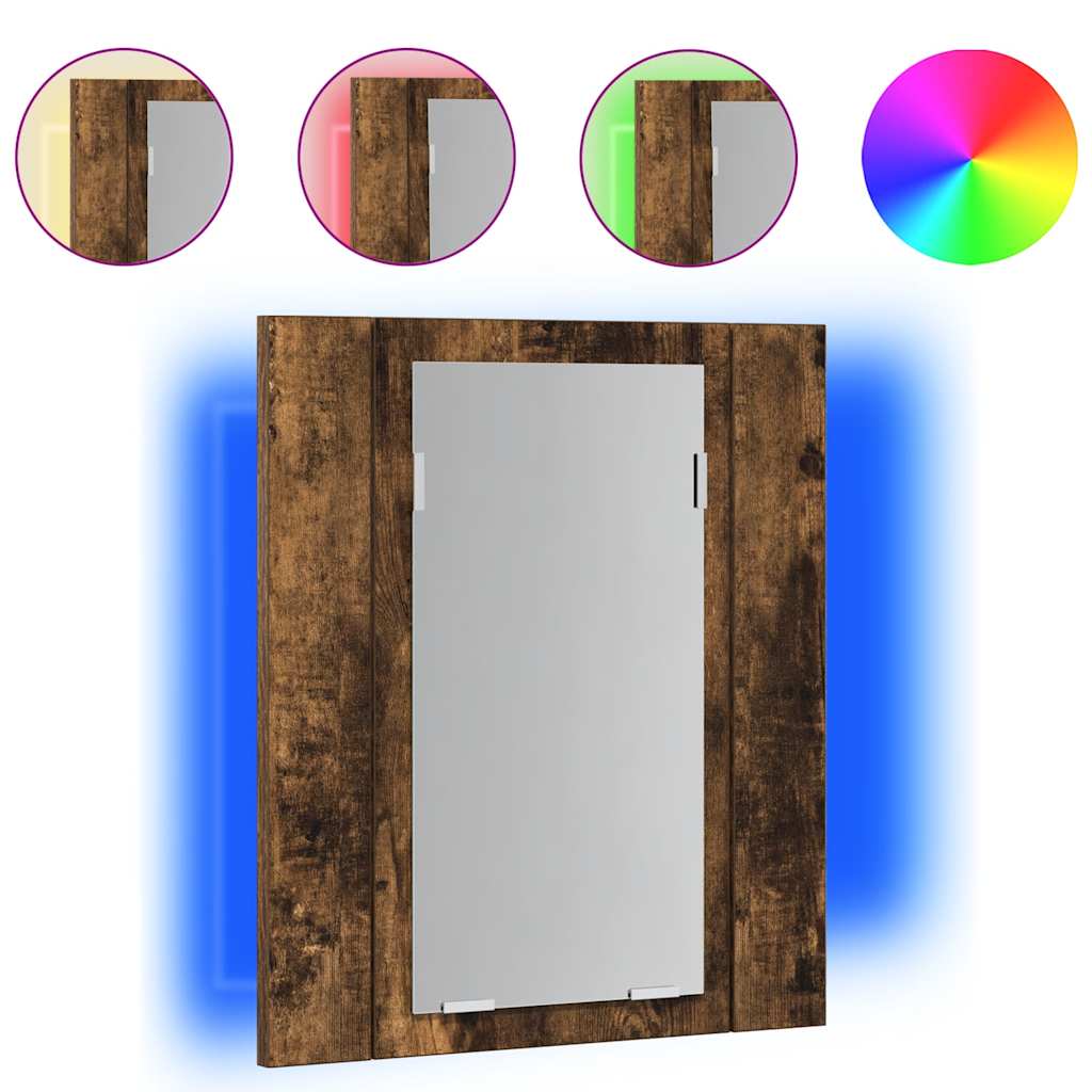 LED-peegelkapp, suitsutatud tamm, 40x12x45 cm, tehispuit