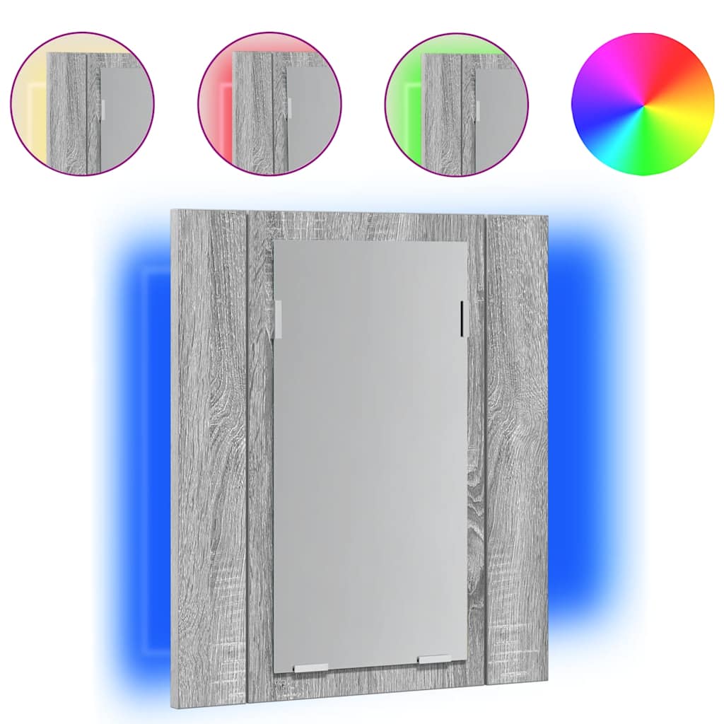 LED-peegelkapp, hall Sonoma, 40x12x45 cm, tehispuit