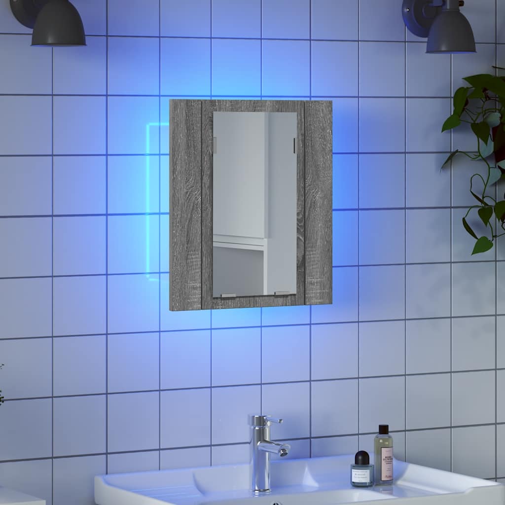 LED-peegelkapp, hall Sonoma, 40x12x45 cm, tehispuit