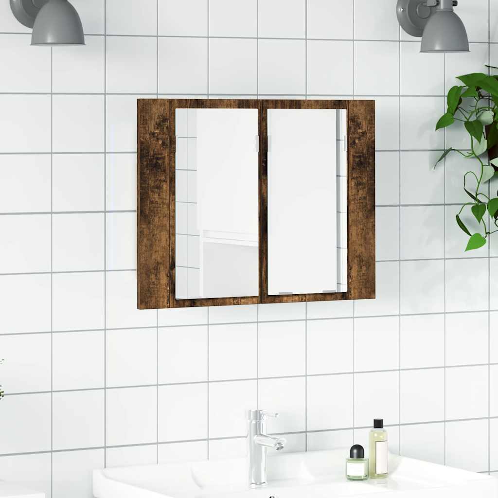 LED-peegelkapp, suitsutatud tamm, 60 x 12 x 45 cm, tehispuit