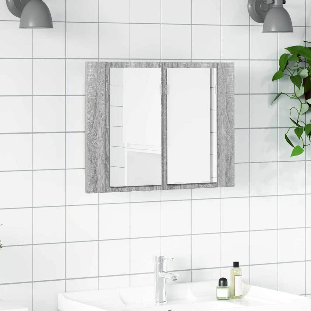 LED-peegelkapp, hall Sonoma tamm, 60 x 12 x 45 cm, tehispuit