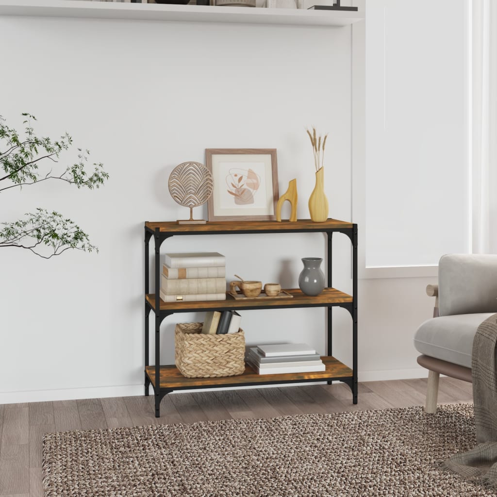 Raamatukapp, suitsutamm, 80 x 33 x 70,5 cm, tehispuit ja teras