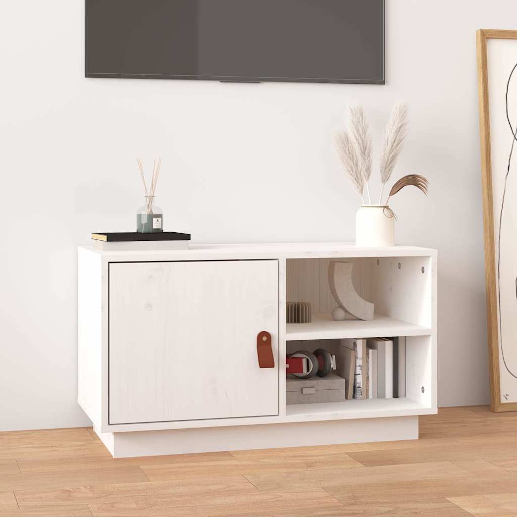 Telerikapp, valge, 70x34x40 cm, männipuit