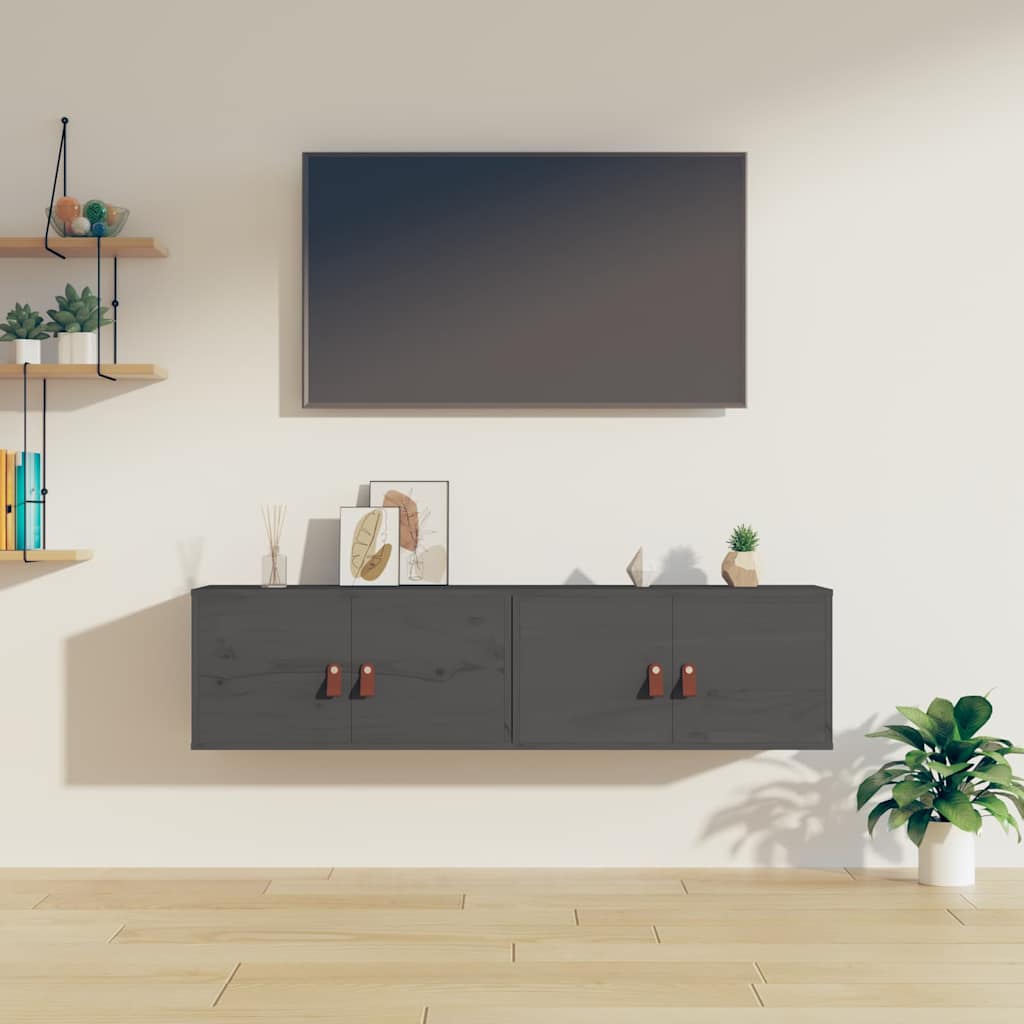 Seinakapid, 2 tk, hall, 60 x 30 x 30 cm, männipuit