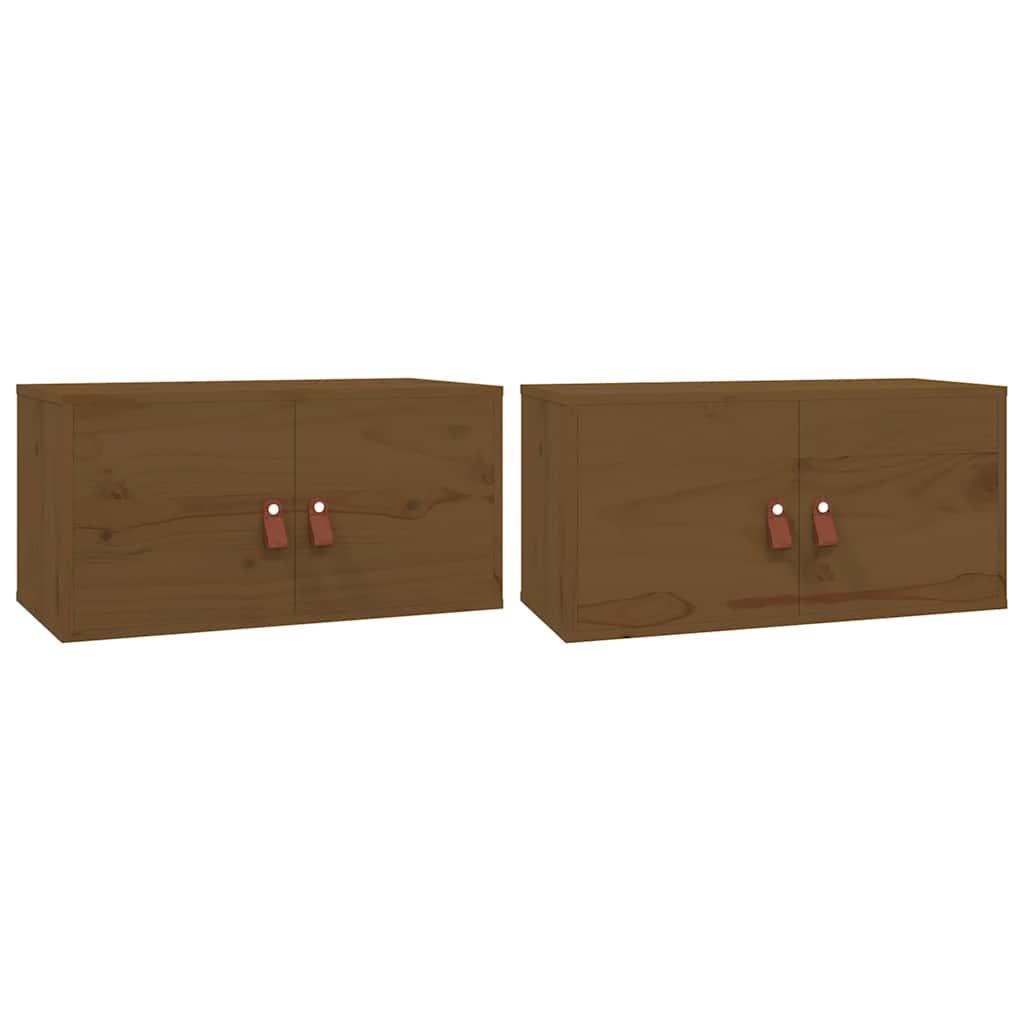 Seinakapid, 2 tk, meepruun, 60x30x30 cm, männipuit