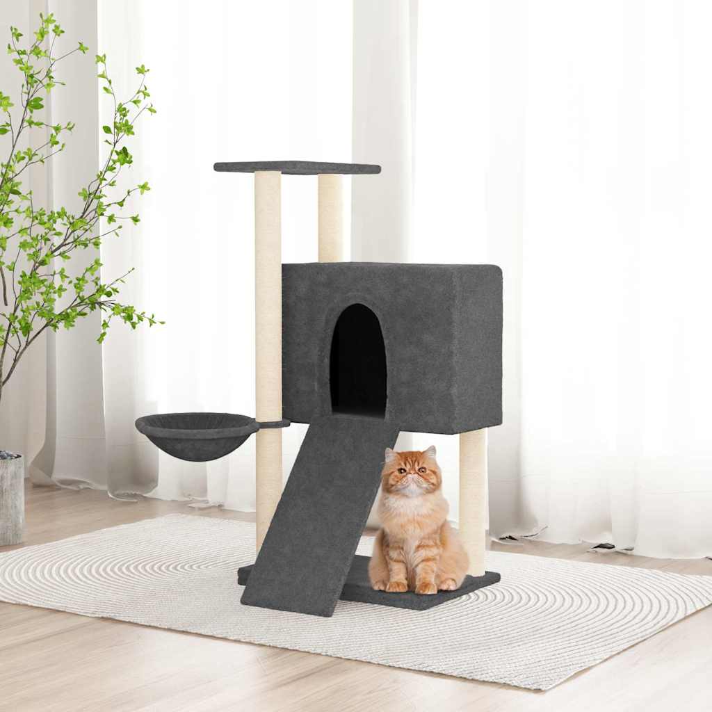 Kassimaja sisalköitega kraapimispuudega, tumehall, 96 cm
