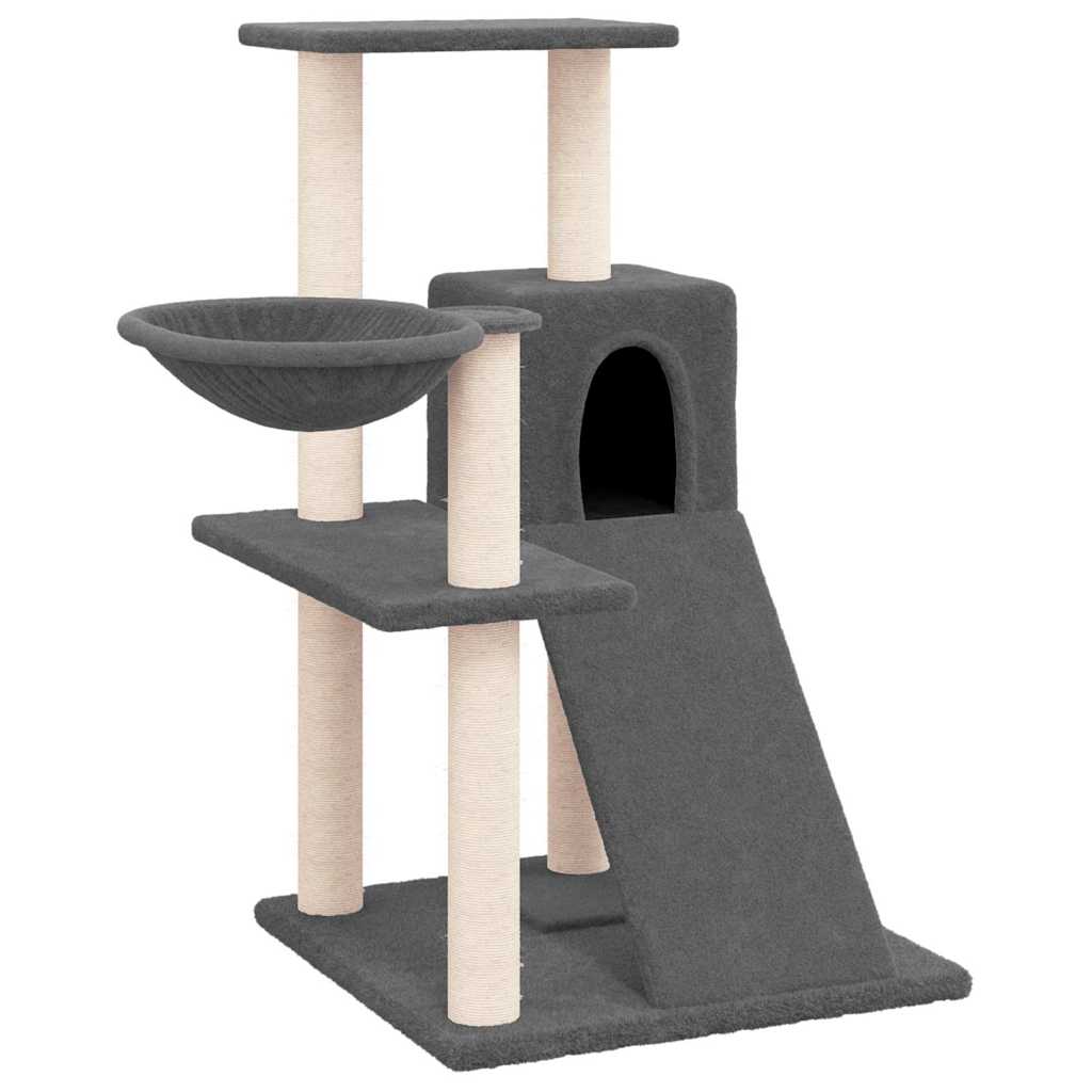Kassimaja sisalköitega kraapimispuudega, tumehall, 82 cm