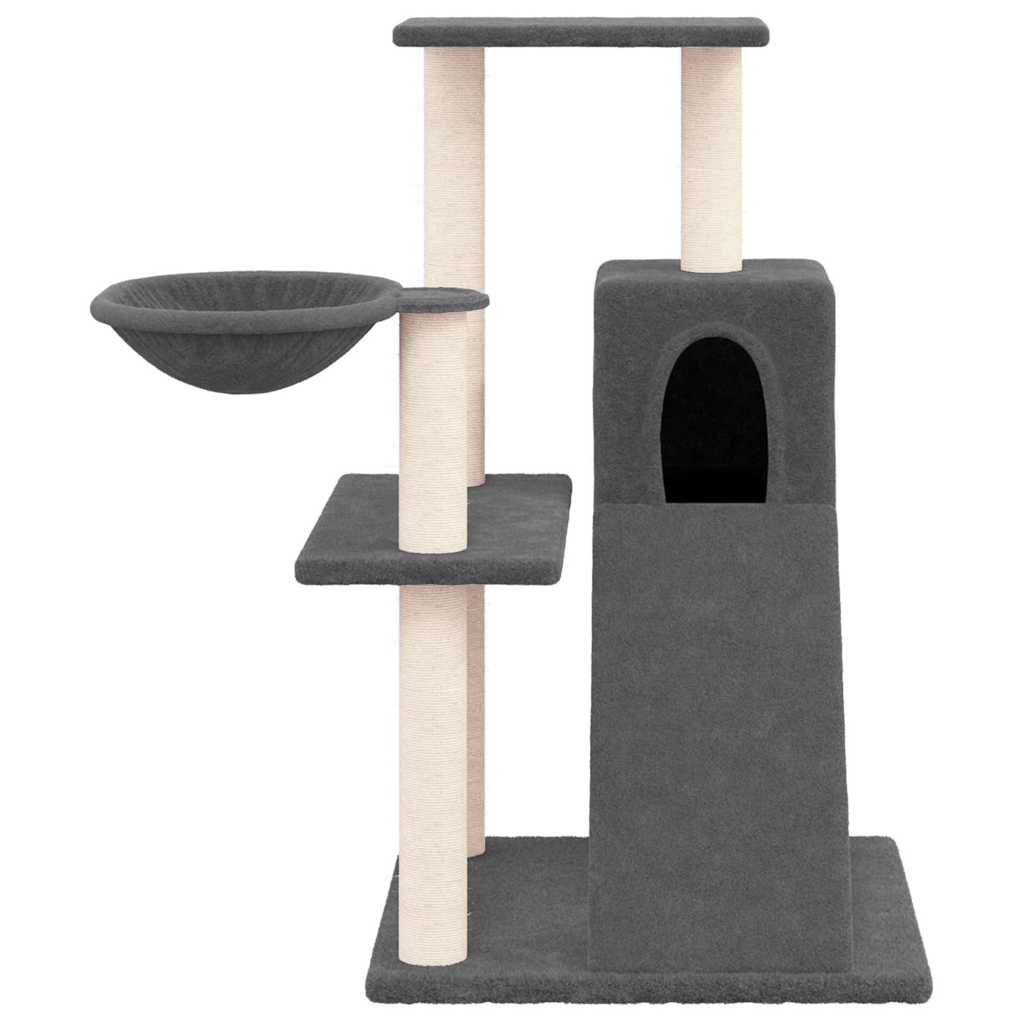 Kassimaja sisalköitega kraapimispuudega, tumehall, 82 cm