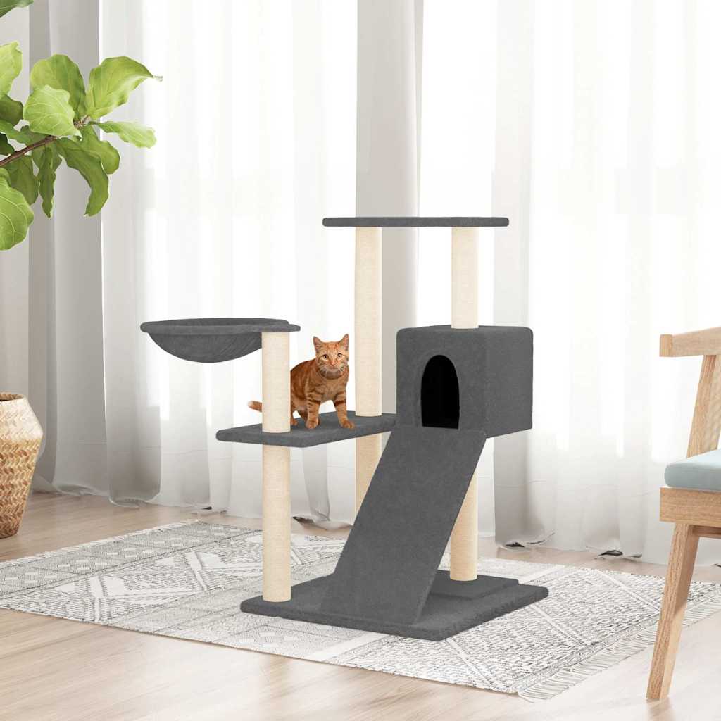 Kassimaja sisalköitega kraapimispuudega, tumehall, 82 cm