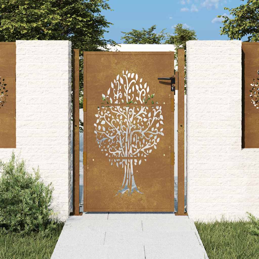 Aiavärav 100 x 125 cm corten terasest, puudisainiga