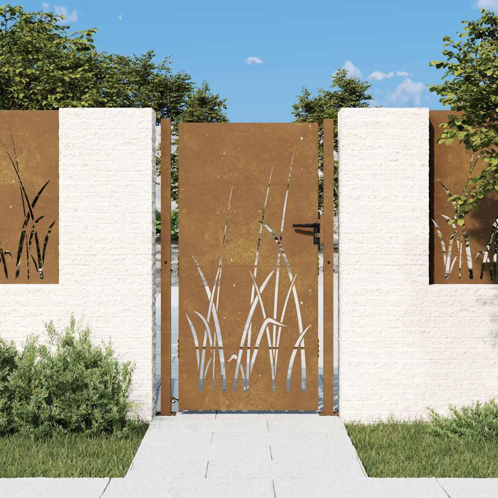 Aiavärav 100 x 175 cm corten terasest murukujundusega