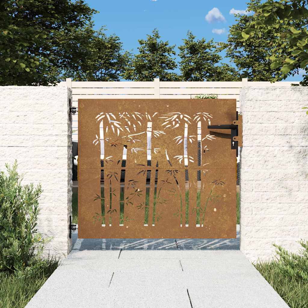 Aiavärav 85 x 75 cm corten terasest bambusdisainiga