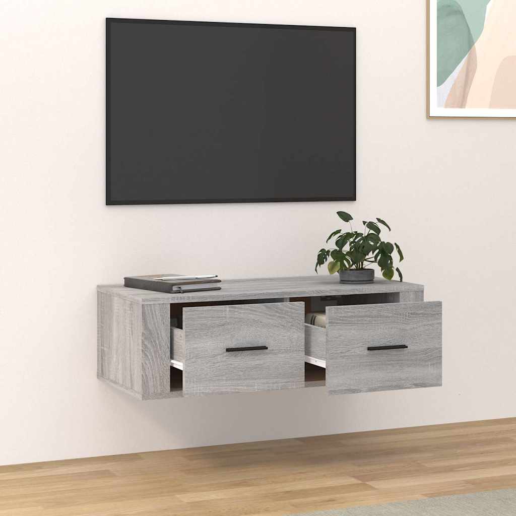 Seina telerikapp, hall Sonoma tamm, 80 x 36 x 25 cm, tehispuit