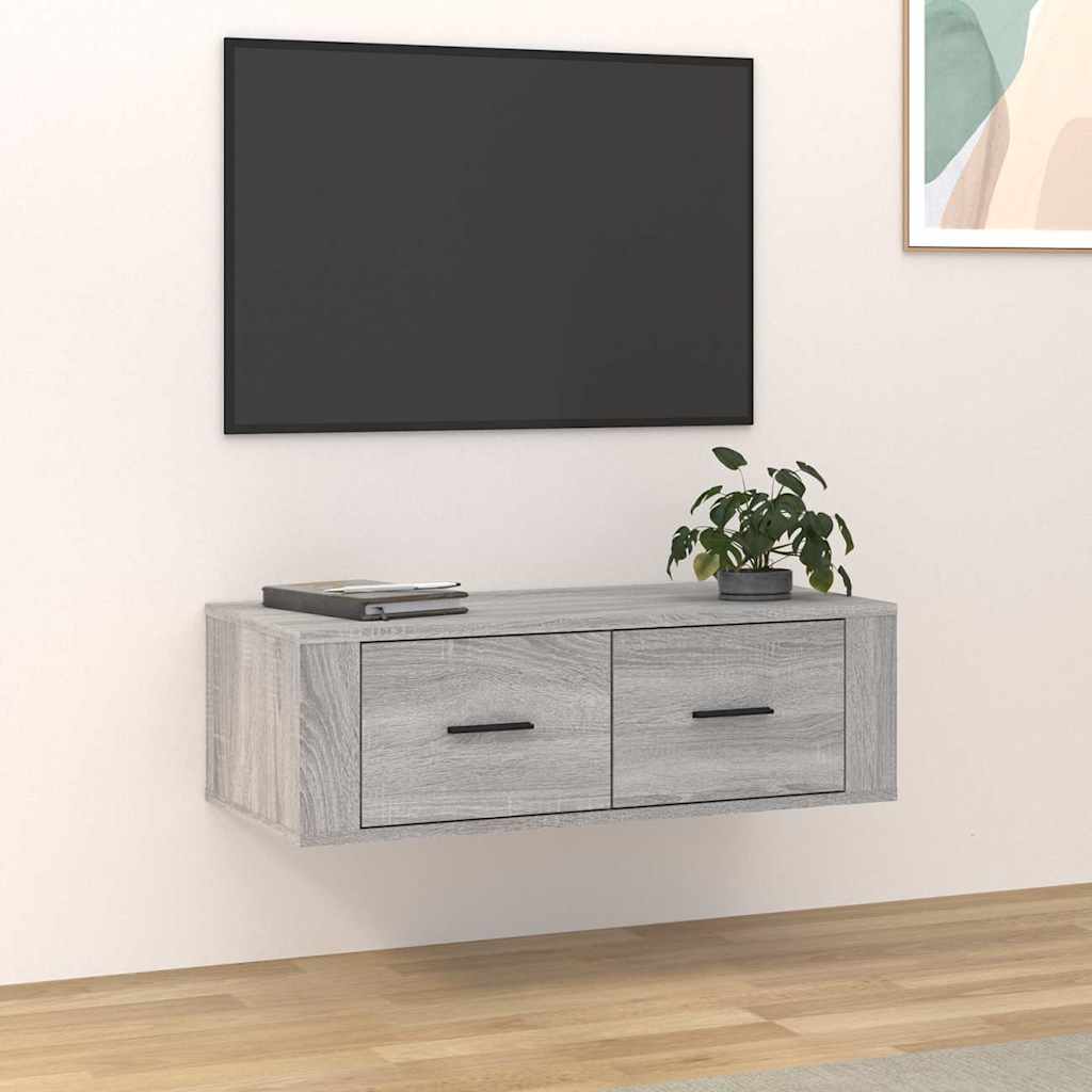 Seina telerikapp, hall Sonoma tamm, 80 x 36 x 25 cm, tehispuit