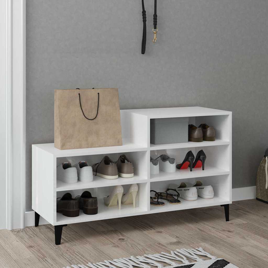 Jalatsikapp, kõrgläikega valge, 102x36x60 cm, tehispuit