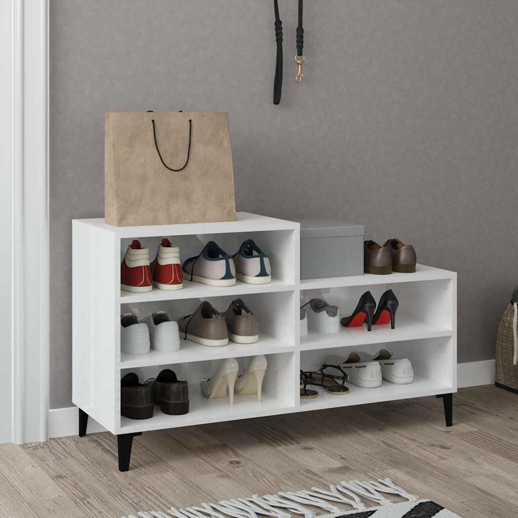 Jalatsikapp, kõrgläikega valge, 102x36x60 cm, tehispuit
