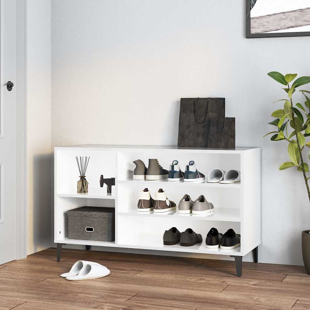 Jalatsikapp, kõrgläikega valge, 102x36x60 cm, tehispuit