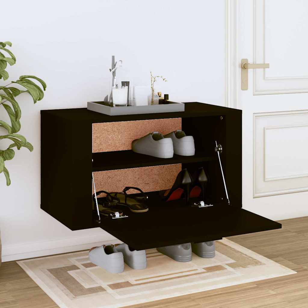 Seinale kinnitatav kingakapp, must, 70 x 35 x 38 cm, tehispuit