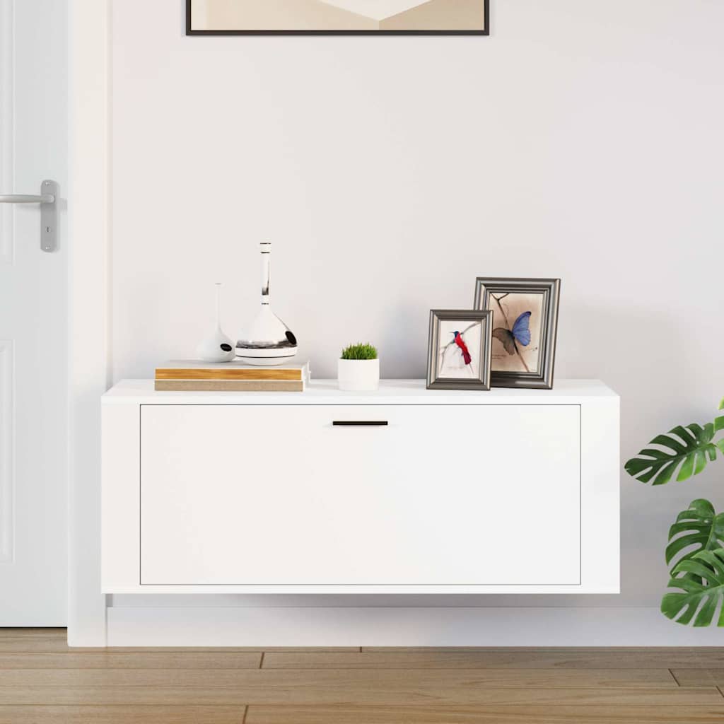 Seina jalatsikapp, valge, 100 x 35 x 38 cm, tehispuit