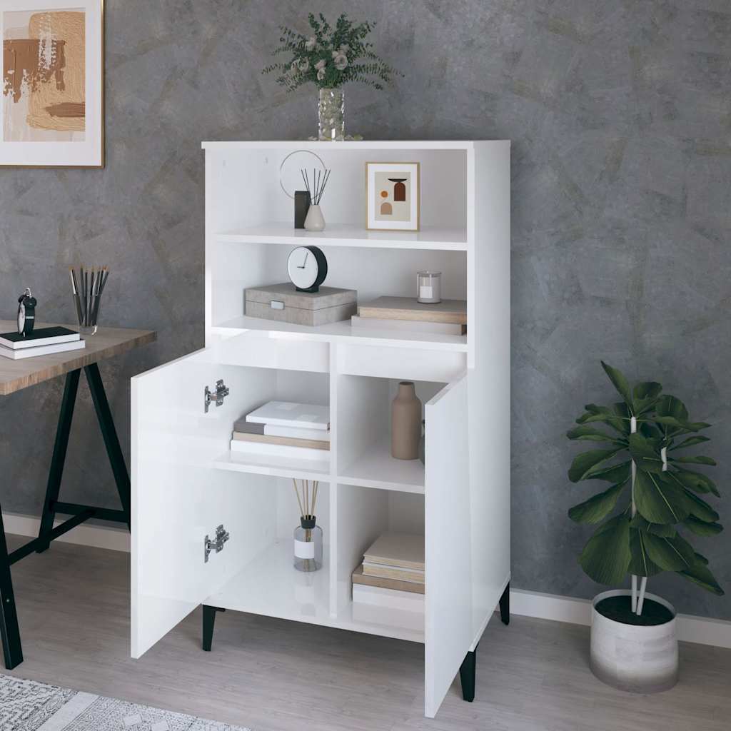 Kõrgushein Kõrgläikega valge 60 x 36 x 110 cm Tehispuit