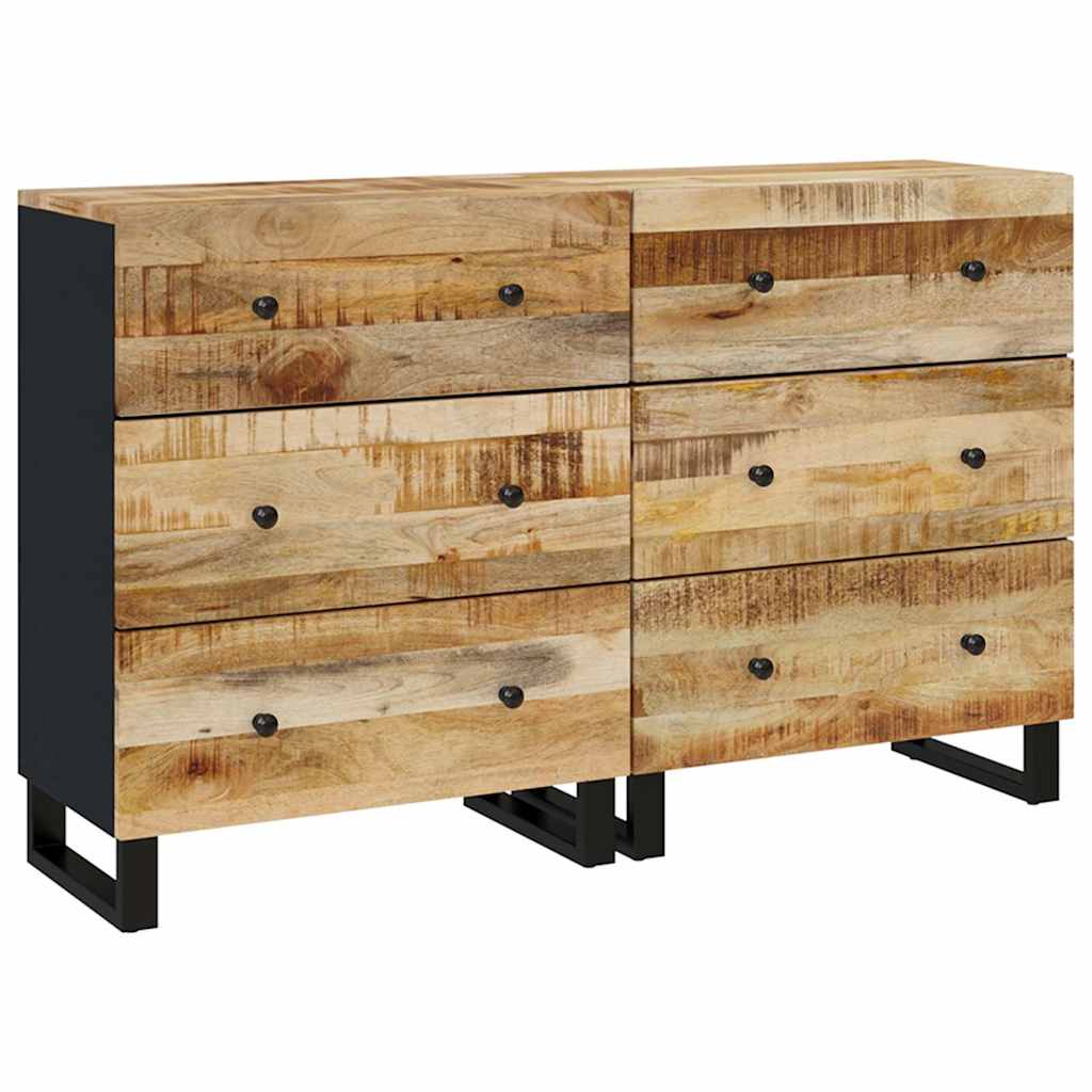 Puhvetkapid 2 tk, 60 x 33 x 75 cm, töötlemata mangopuit