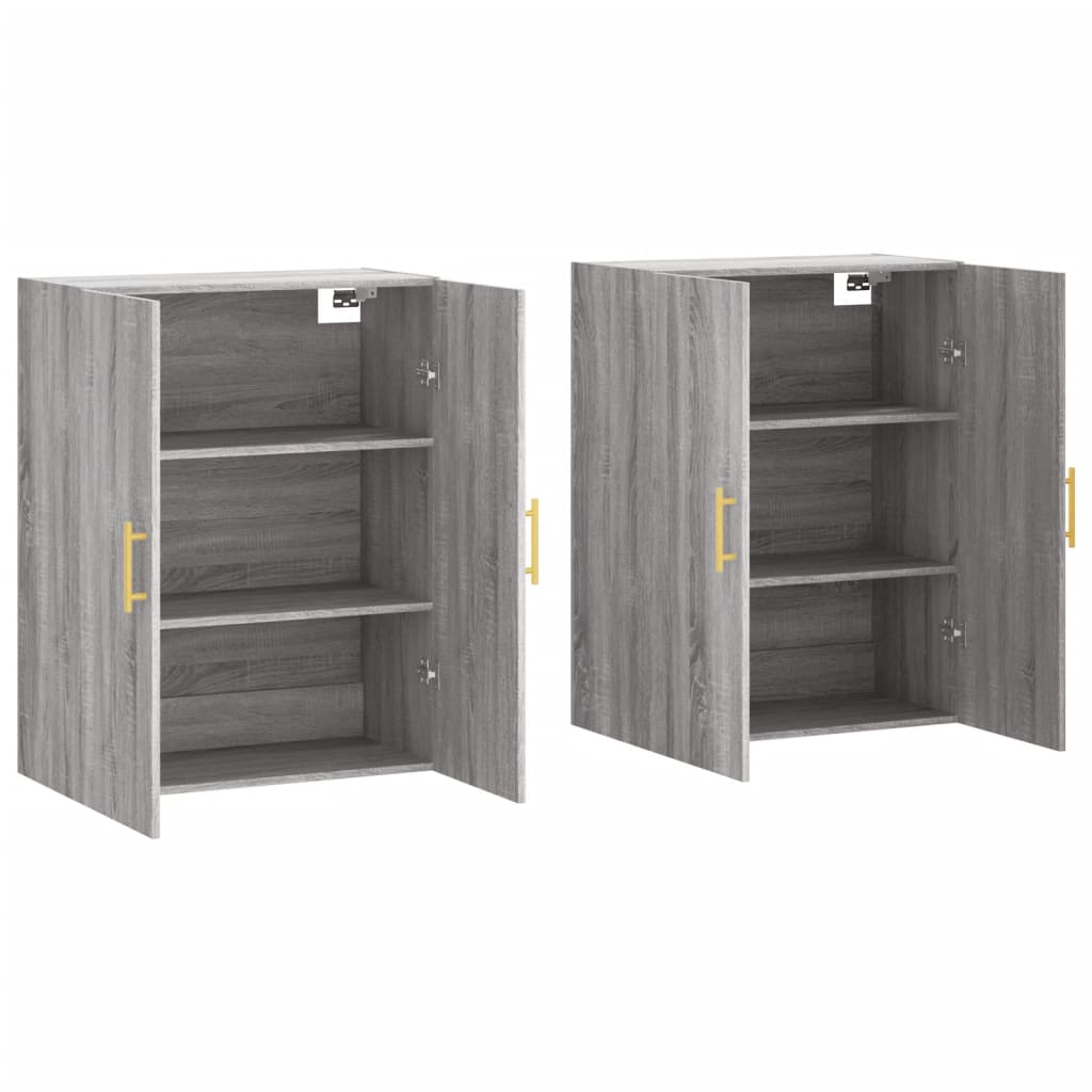 Seinakapid 2 tk, hall Sonoma tamm, 69,5 x 34 x 90 cm