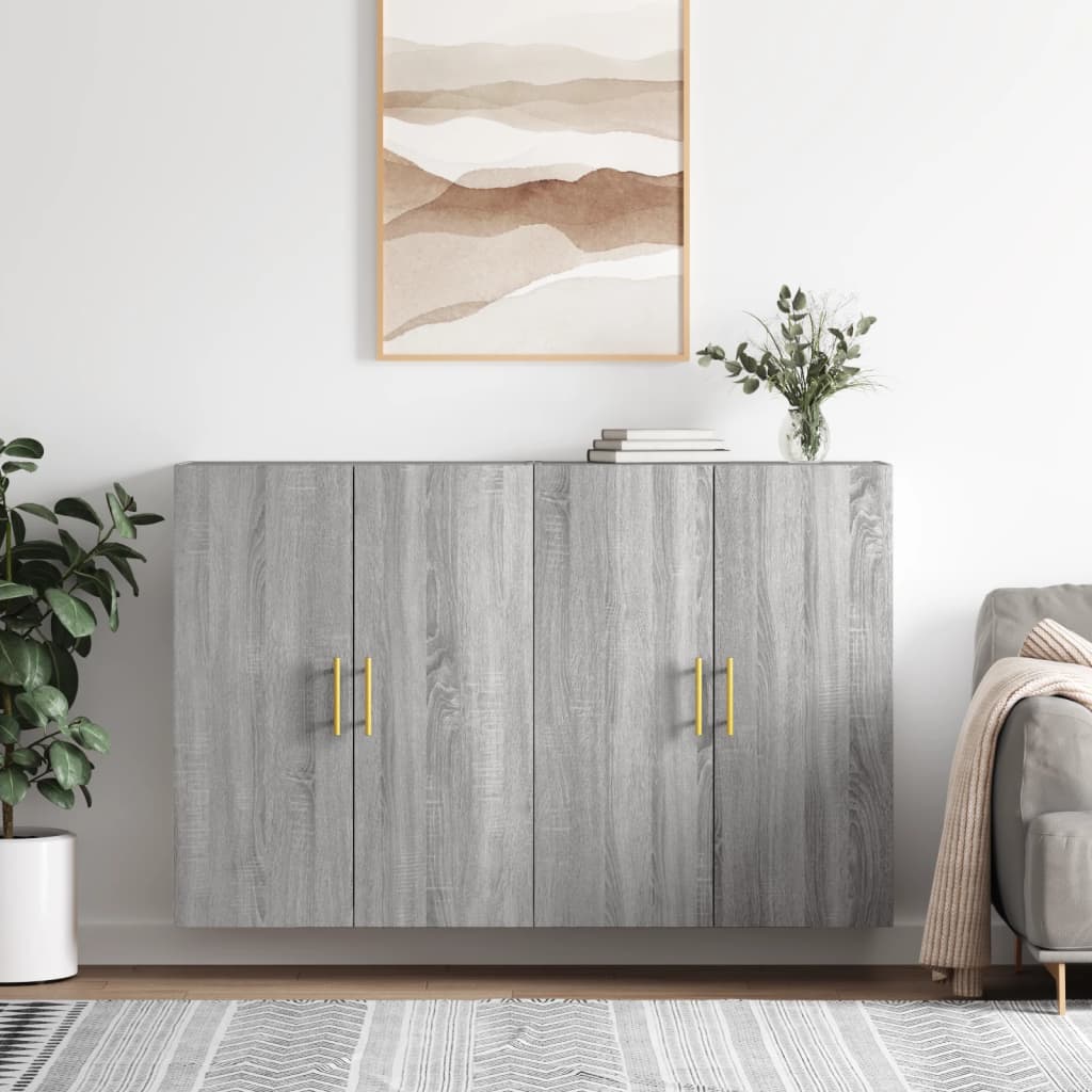 Seinakapid 2 tk, hall Sonoma tamm, 69,5 x 34 x 90 cm