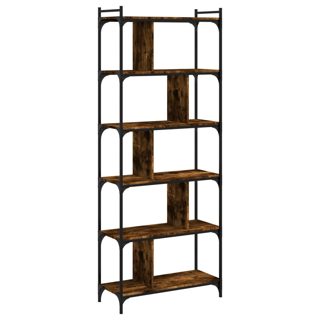 Raamaturiiul 6 korrust, suitsutamm, 76x32x192 cm, tehispuit