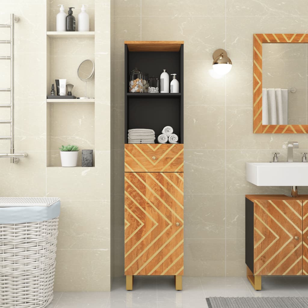 Vannitoakapp, pruun ja must, 38x33,5x160 cm, mangopuit