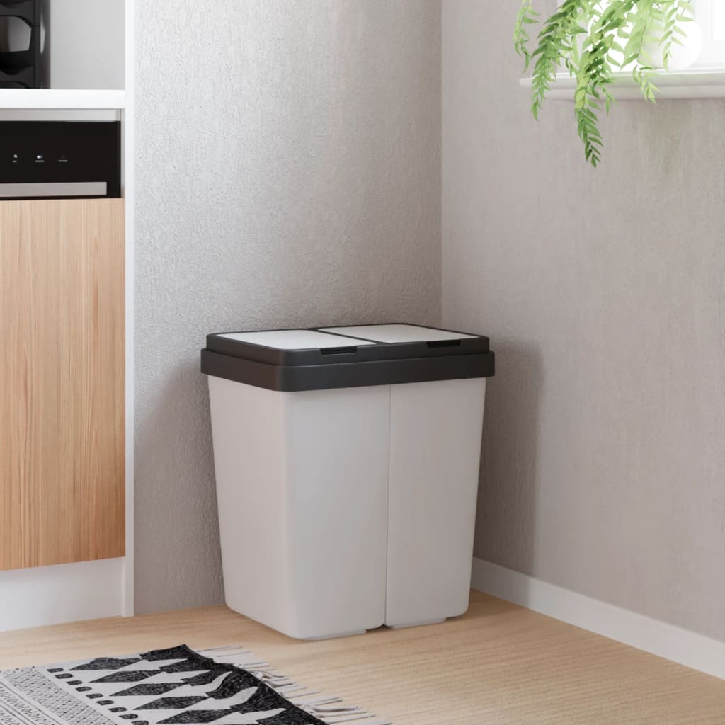 Kahe konteineriga prügikast, valge, 2 x 25 l