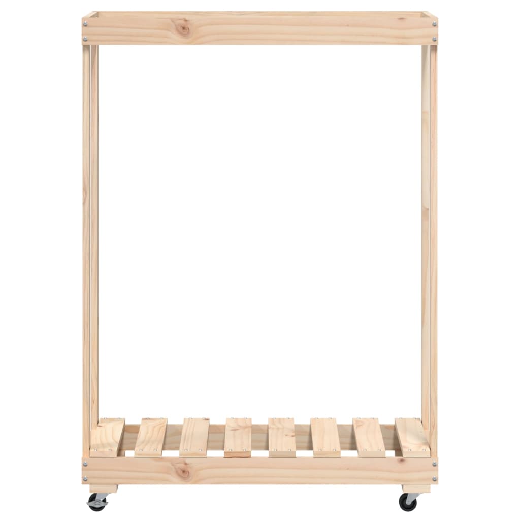 Küttepuude alus ratastega, 76,5 x 40 x 108 cm, männipuit