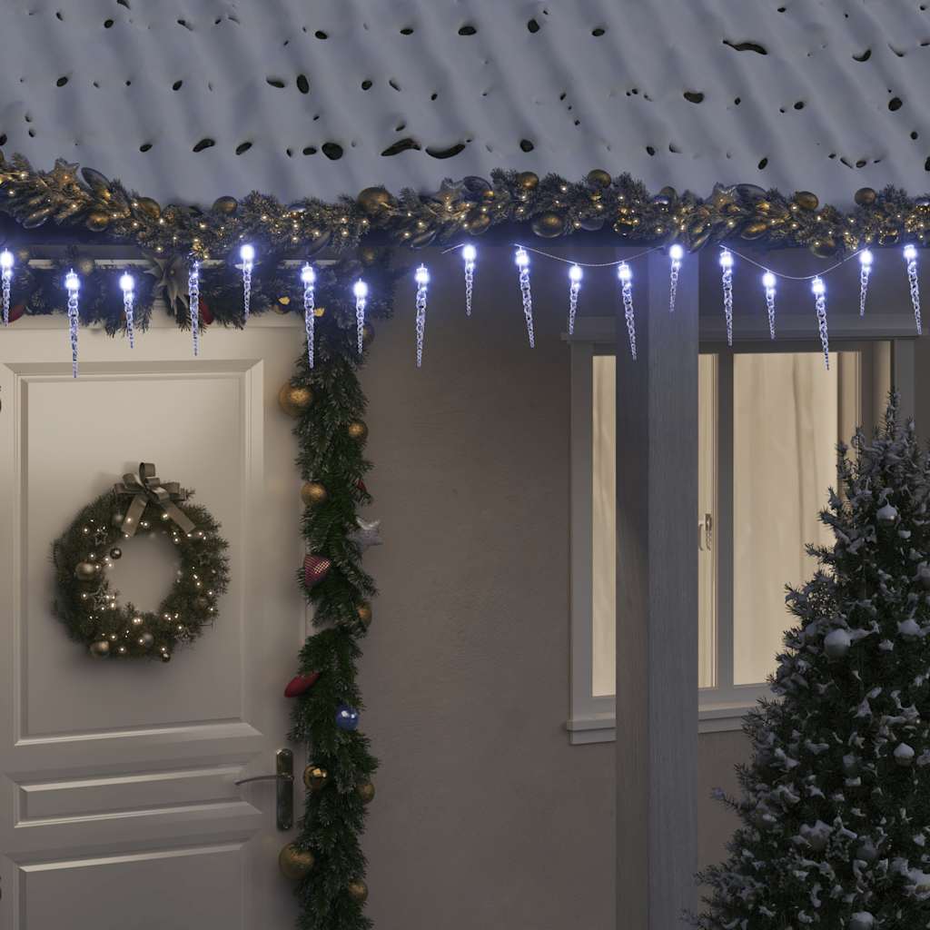 Jõuluvalgusti jääpurikaga 200 LED-i, külm valge, 20 m, akrüül, PVC