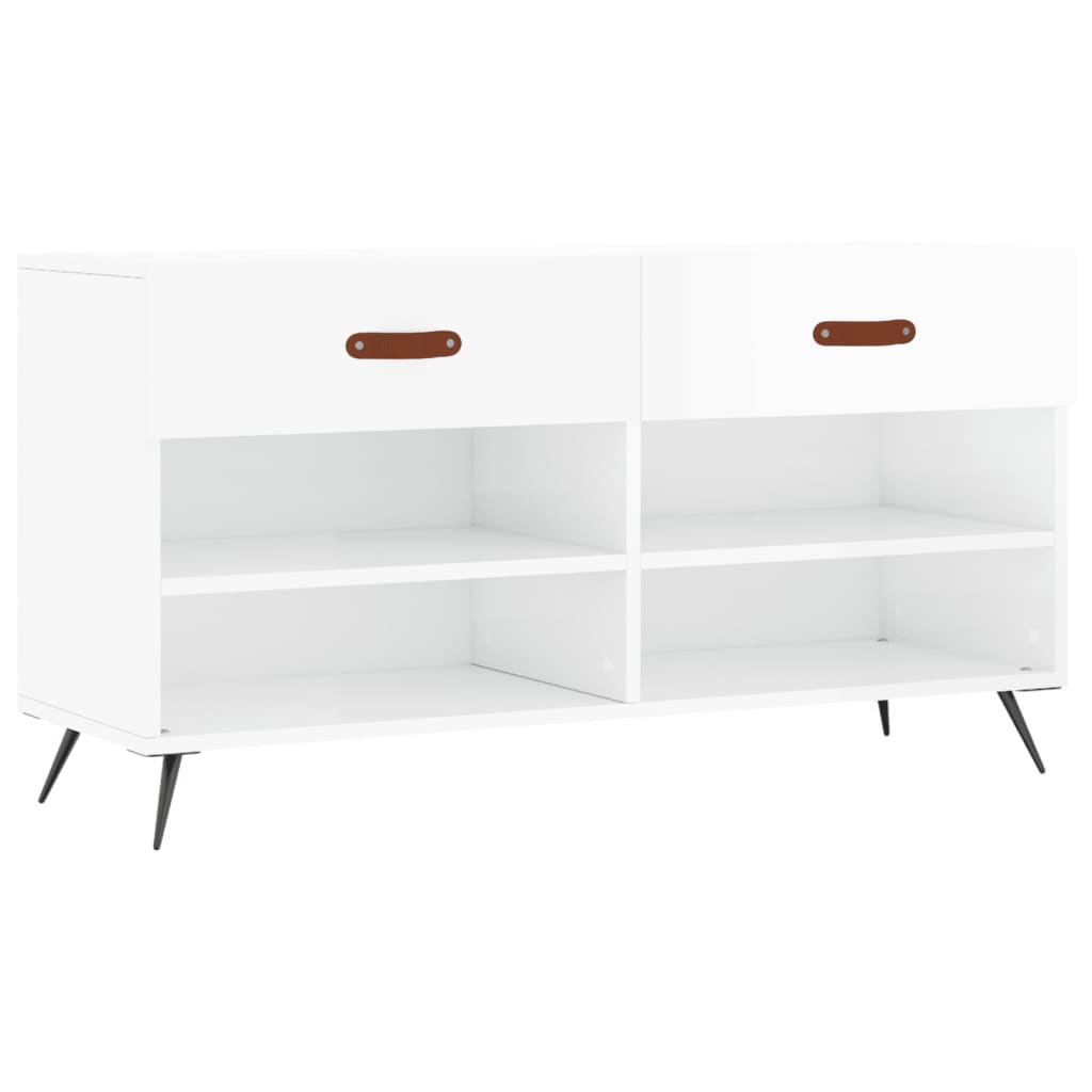 Jalatsipink, kõrgläikega valge, 102 x 35 x 55 cm, tehispuit