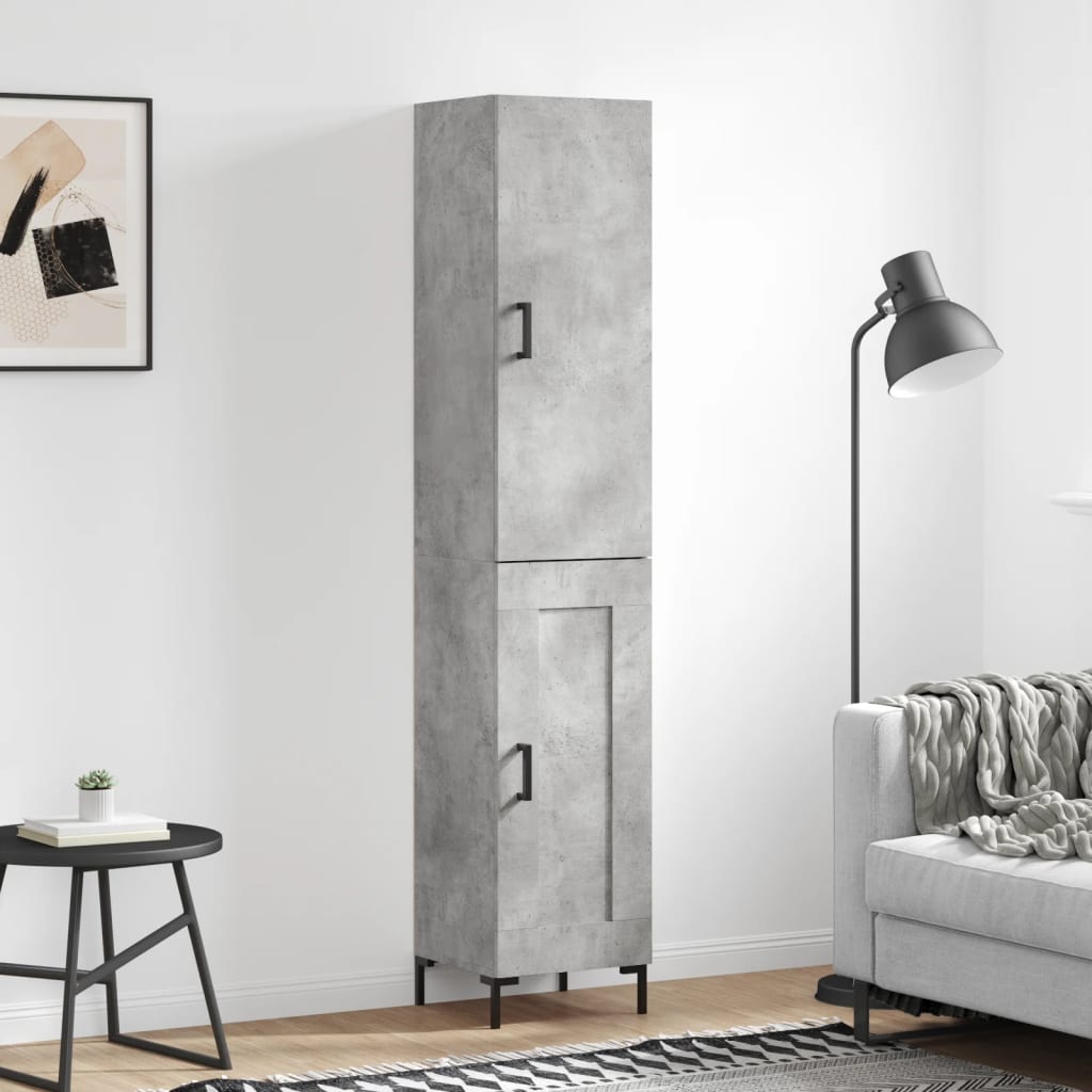Kõrge kapp, betoonhall, 34,5x34x180 cm, tehispuit
