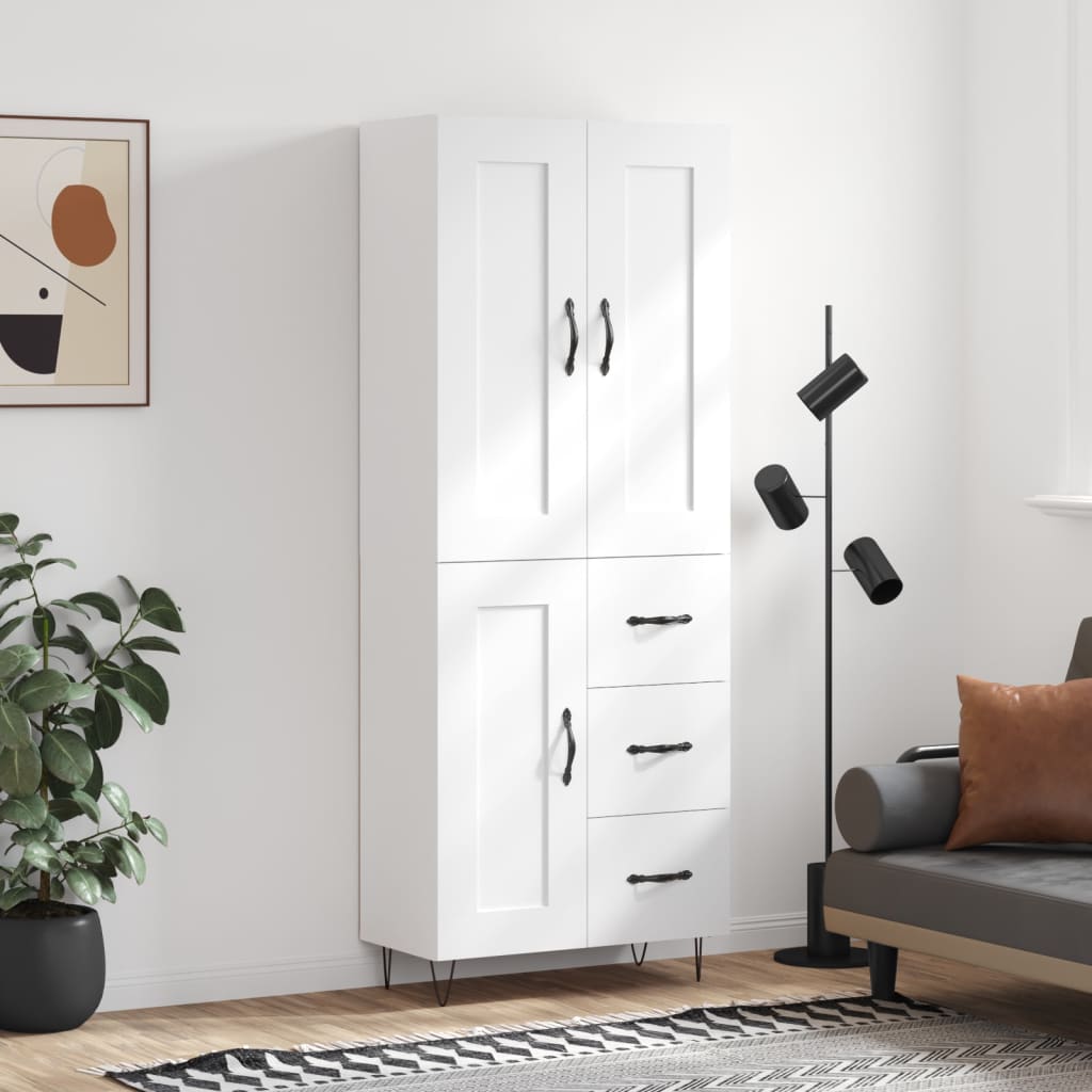 Kõrge kapp, valge, 69,5 x 34 x 180 cm, tehispuit