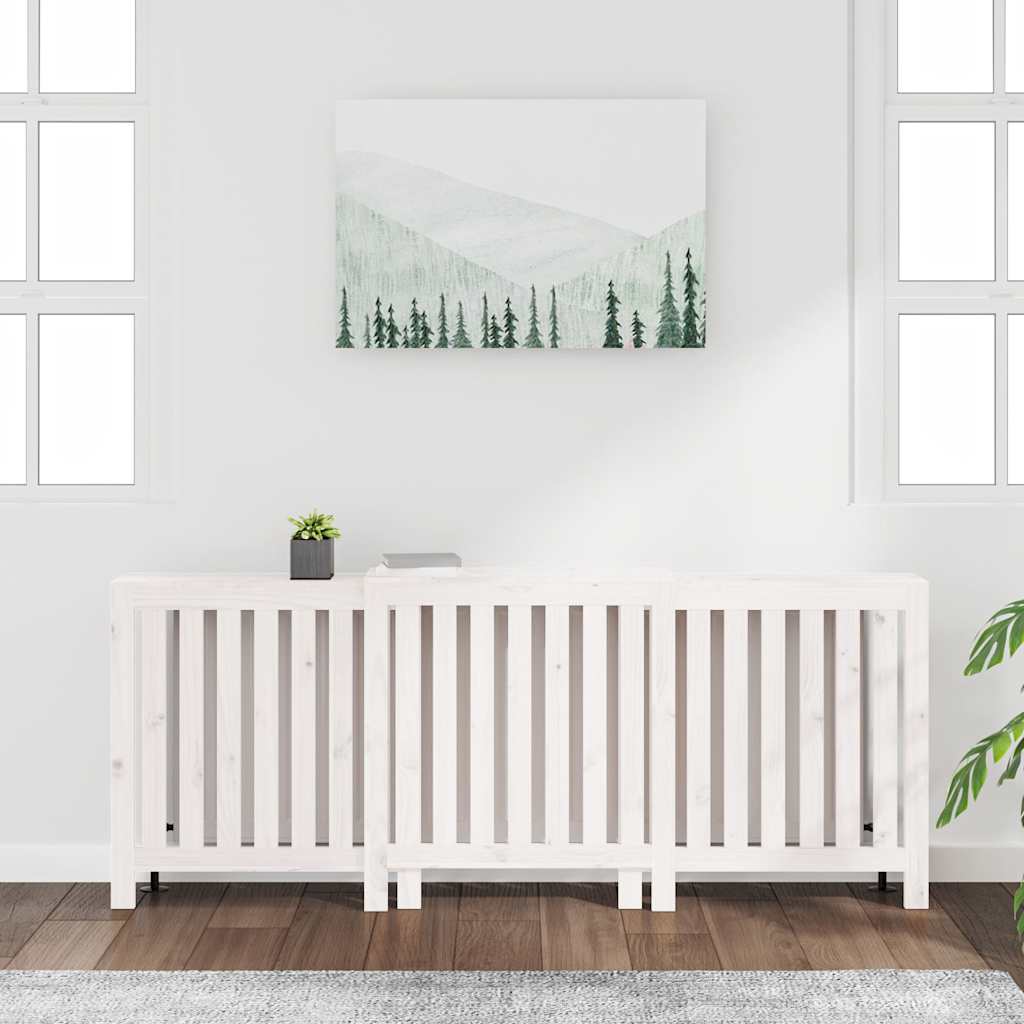 Radiaatorikate, valge, 210x21x85 cm, männipuit