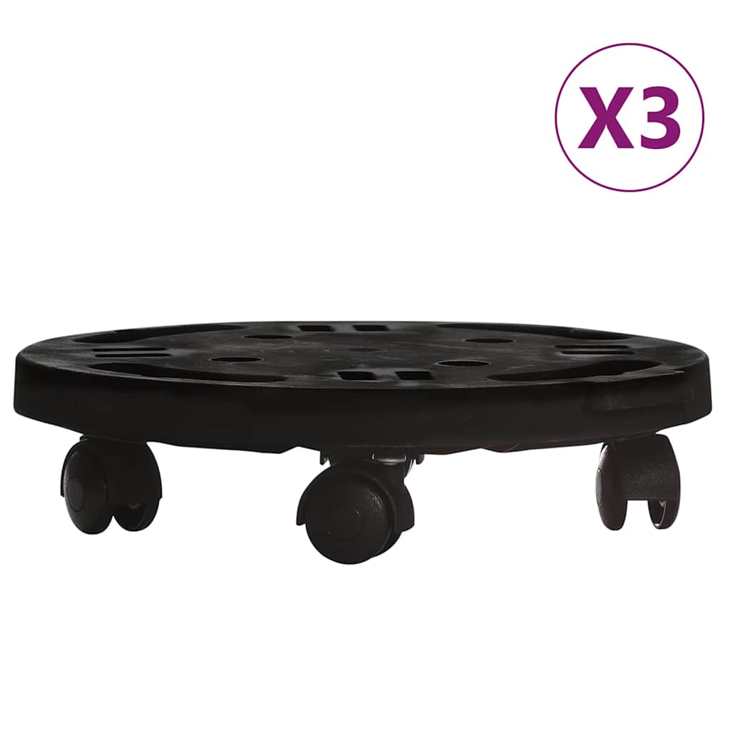 Ratastel taimekärud 3 tk, läbimõõt 30 cm, must, 170 kg