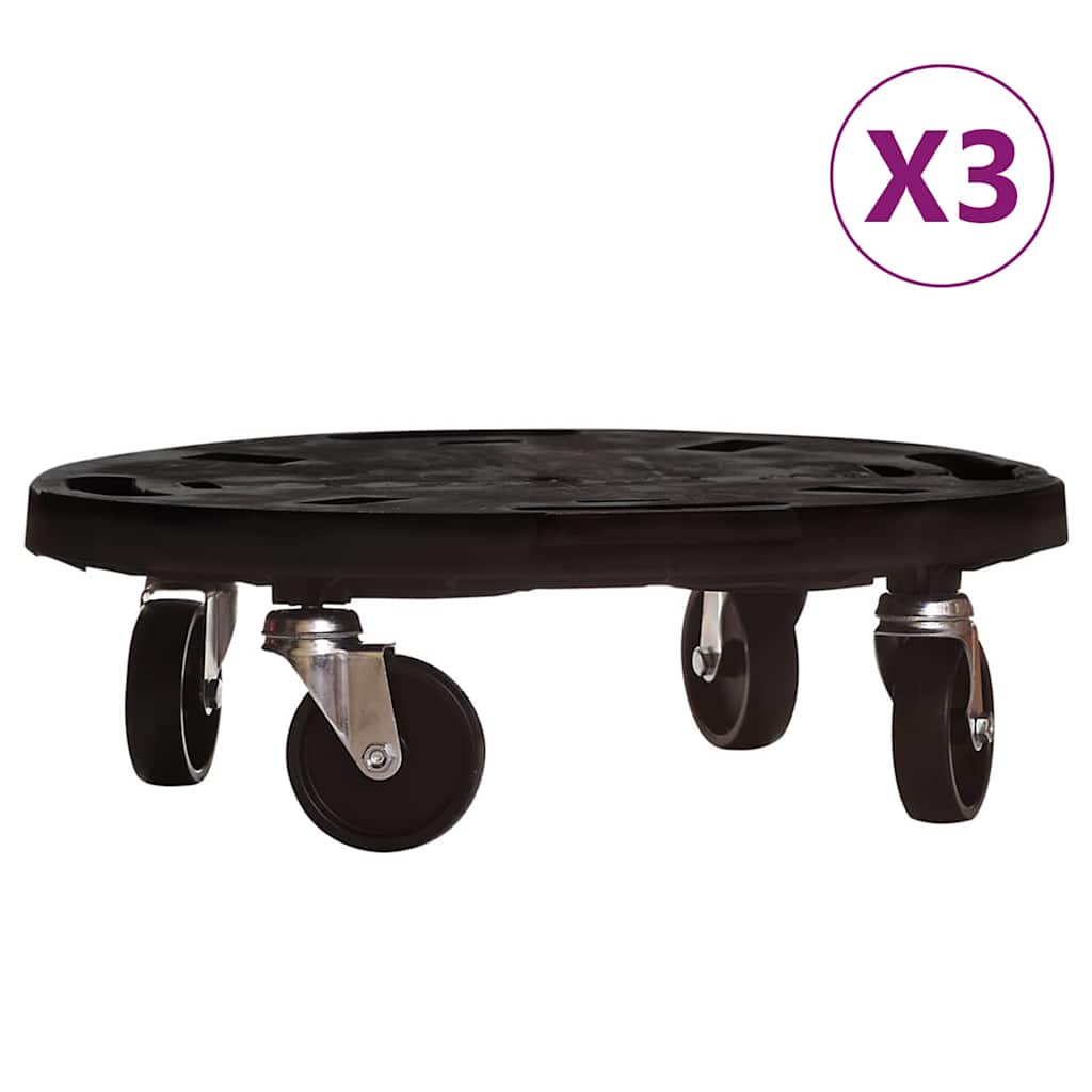 Ratastel taimekärud, 3 tk, läbimõõt 40 cm, must, 275 kg