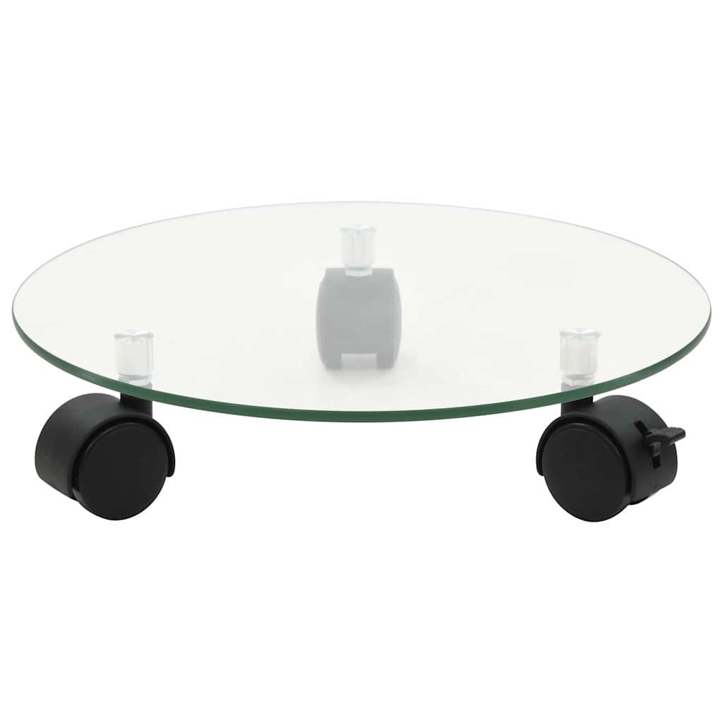 Ratastega taimealus 4 tk, 28 cm, karastatud klaas, ümmargune