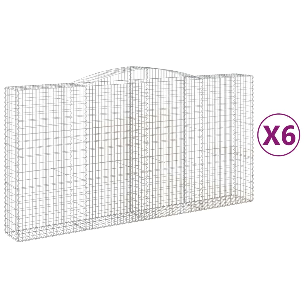 Kaarekujulised gabioonkorvid 6 tk, 400 x 50 x 200/220 cm, raud