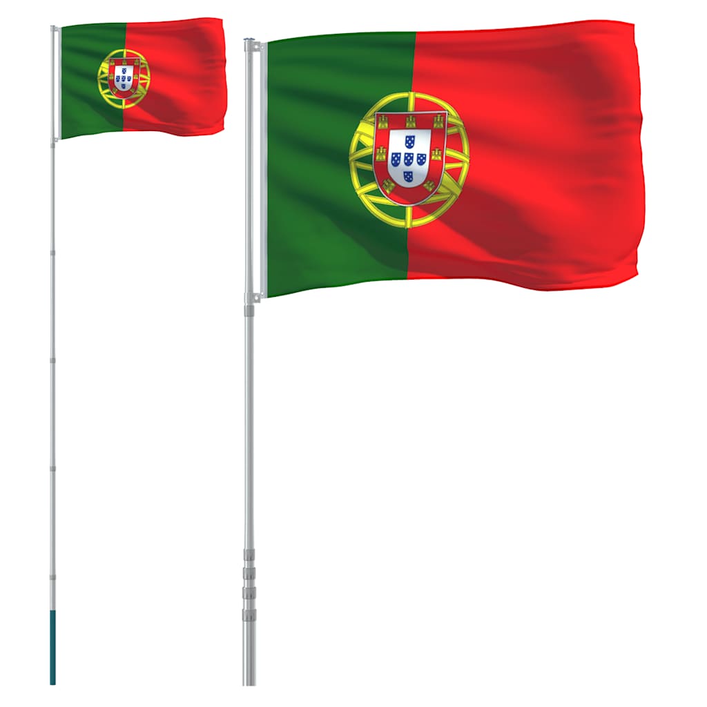 Portugali lipp ja lipumast, 5,5 m, alumiinium