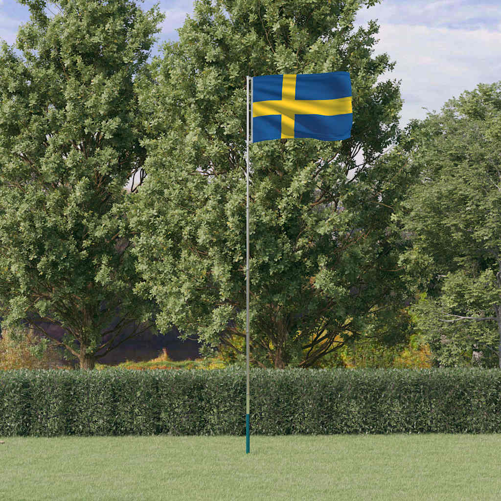 Rootsi lipp ja lipumast, 5,5 m, alumiinium