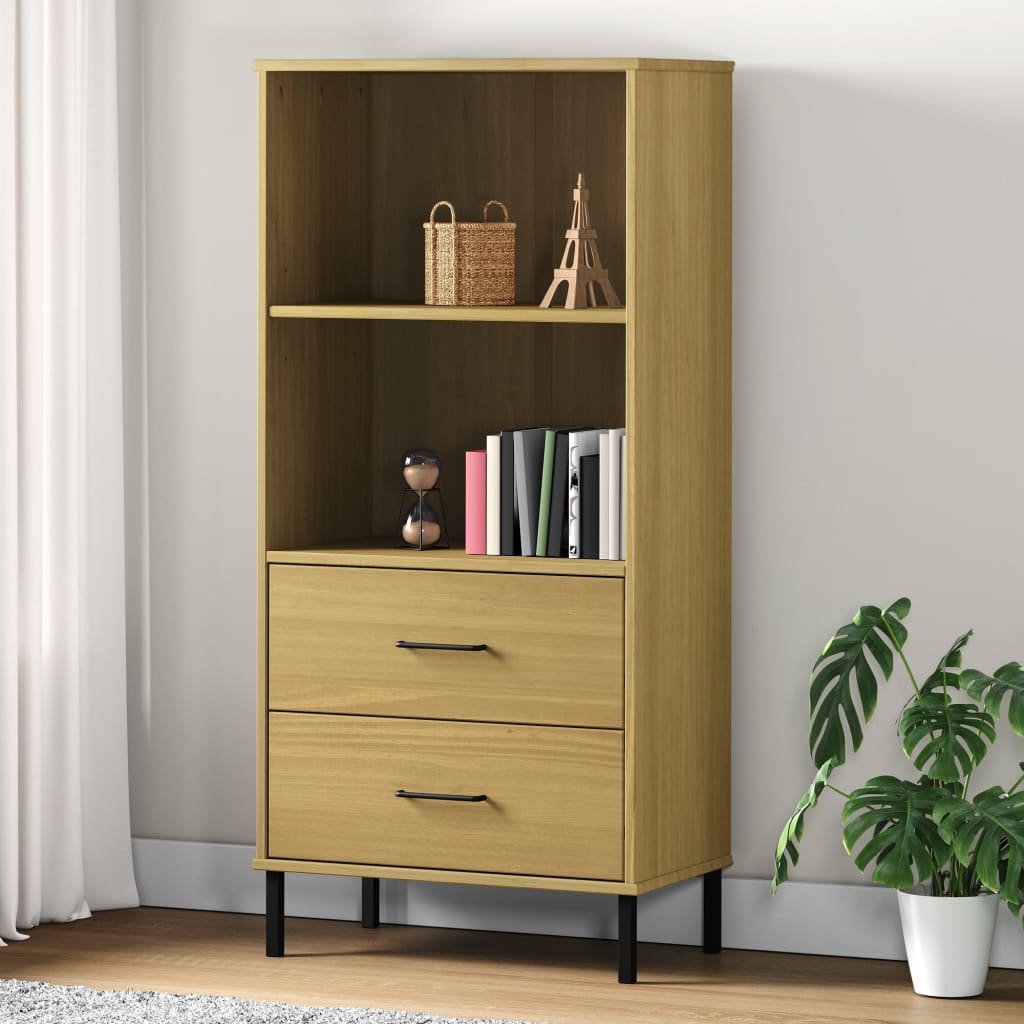 Raamatukapp 2 sahtliga, pruun, 60x35x128,5 cm, täispuit "OSLO