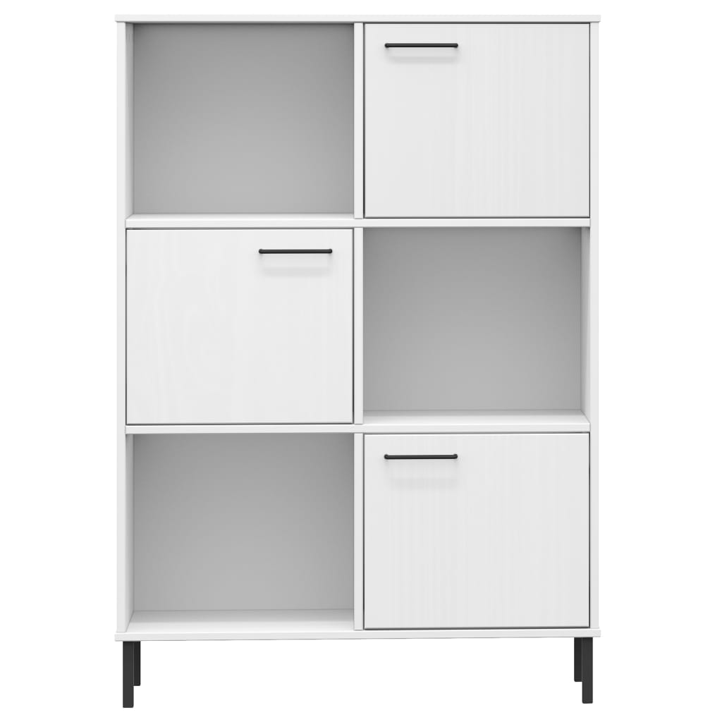 Raamatukapp metalljalgadega valge 90x35x128,5cm täispuit "OSLO