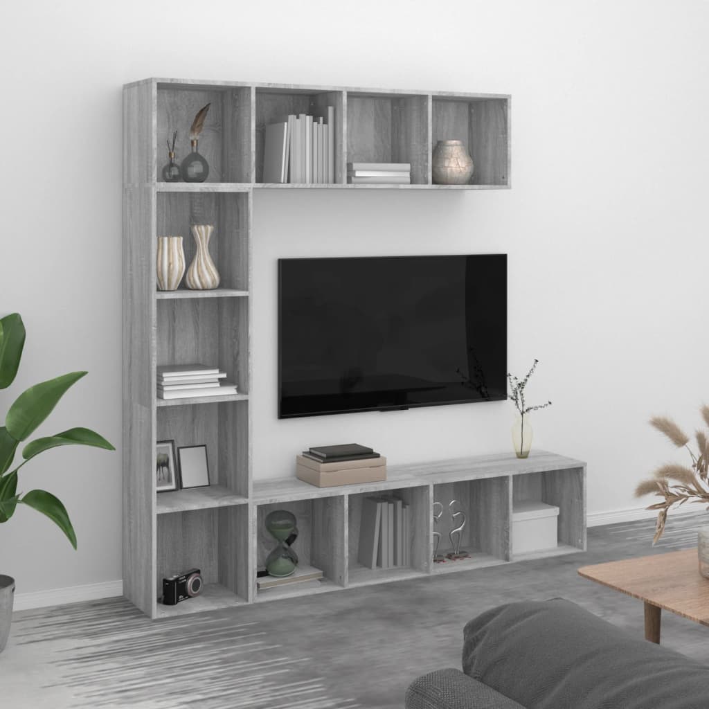 3-osaline raamatu-/telerikapp, hall Sonoma tamm, 180x30x180 cm