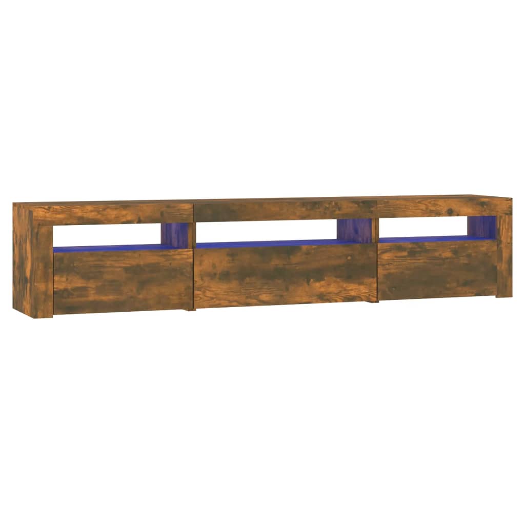 Telerialus LED-tuledega, suitsutatud tamm, 195x35x40 cm