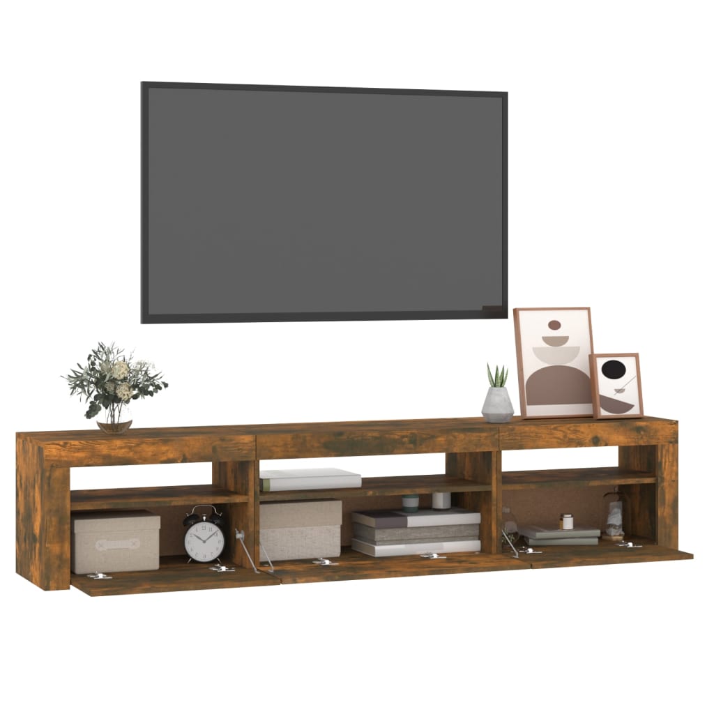 Telerialus LED-tuledega, suitsutatud tamm, 195x35x40 cm