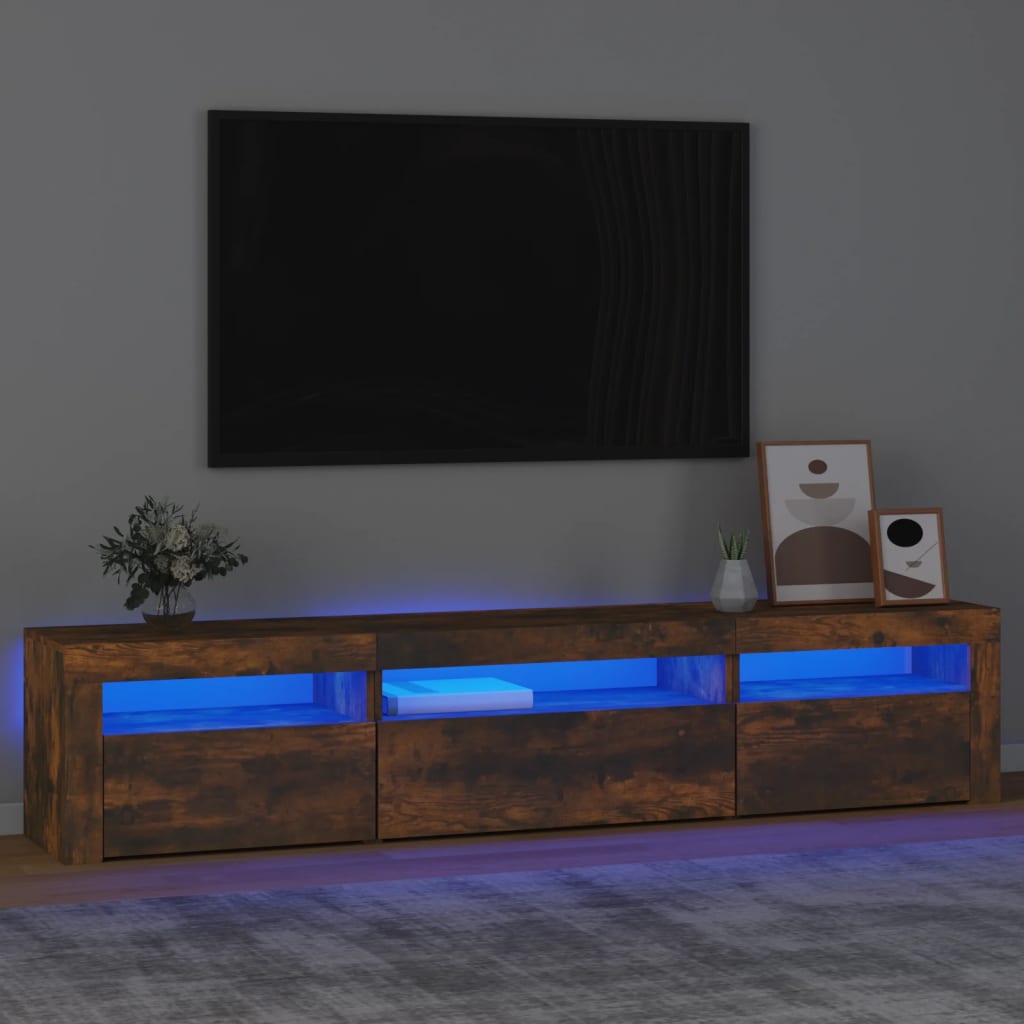 Telerialus LED-tuledega, suitsutatud tamm, 195x35x40 cm