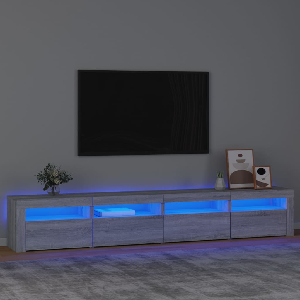 Telerialus LED-tuledega, hall Sonoma tamm, 240x35x40 cm